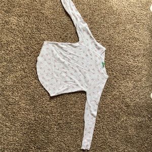 A White shirt with flowers on it